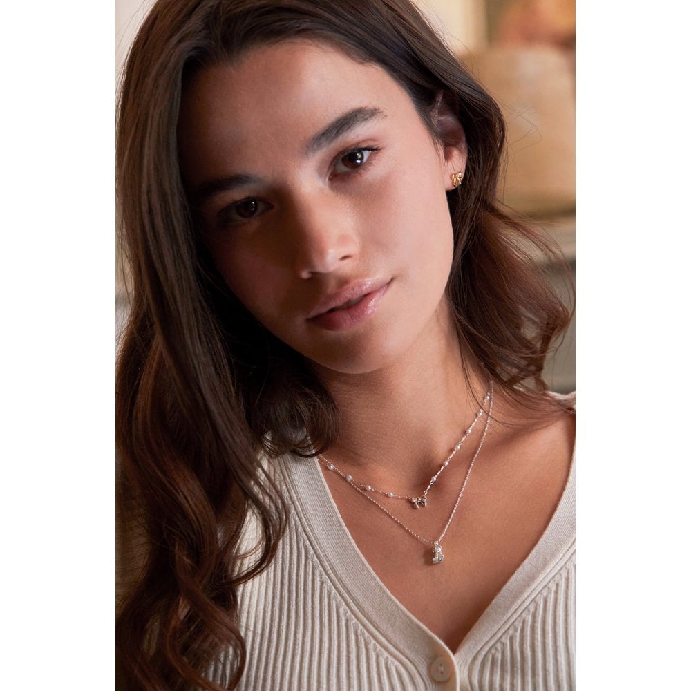 Teddy Bear Necklace - Silver