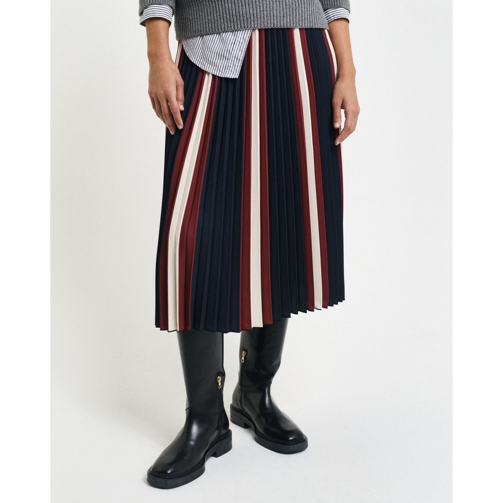 Pleated Striped Skirt