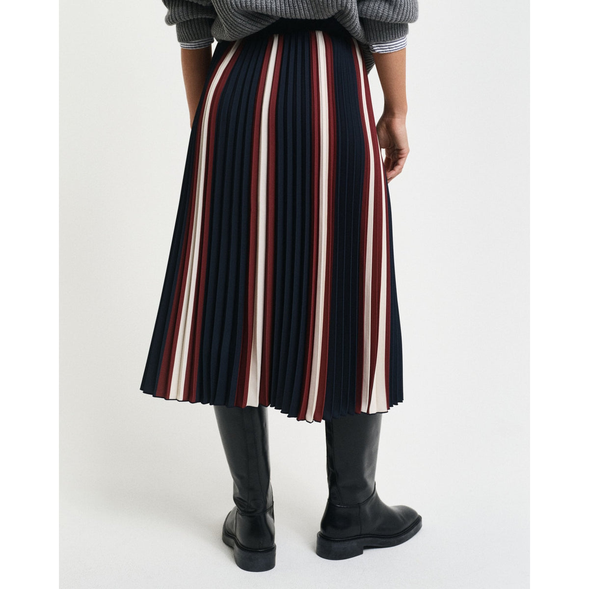 Pleated Striped Skirt