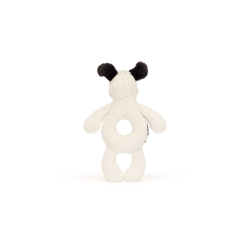 Bashful Black & Cream Puppy Ring Rattle