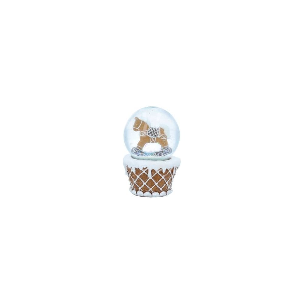 Gingerbread Rocking Horse Snow Globe  Med   (LxWxD) 10x7x7cm