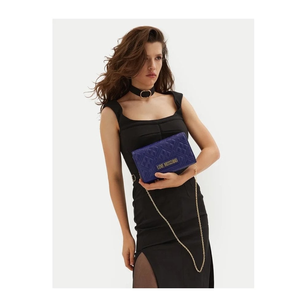 Quilted Shoulder Purse With Metal Chain