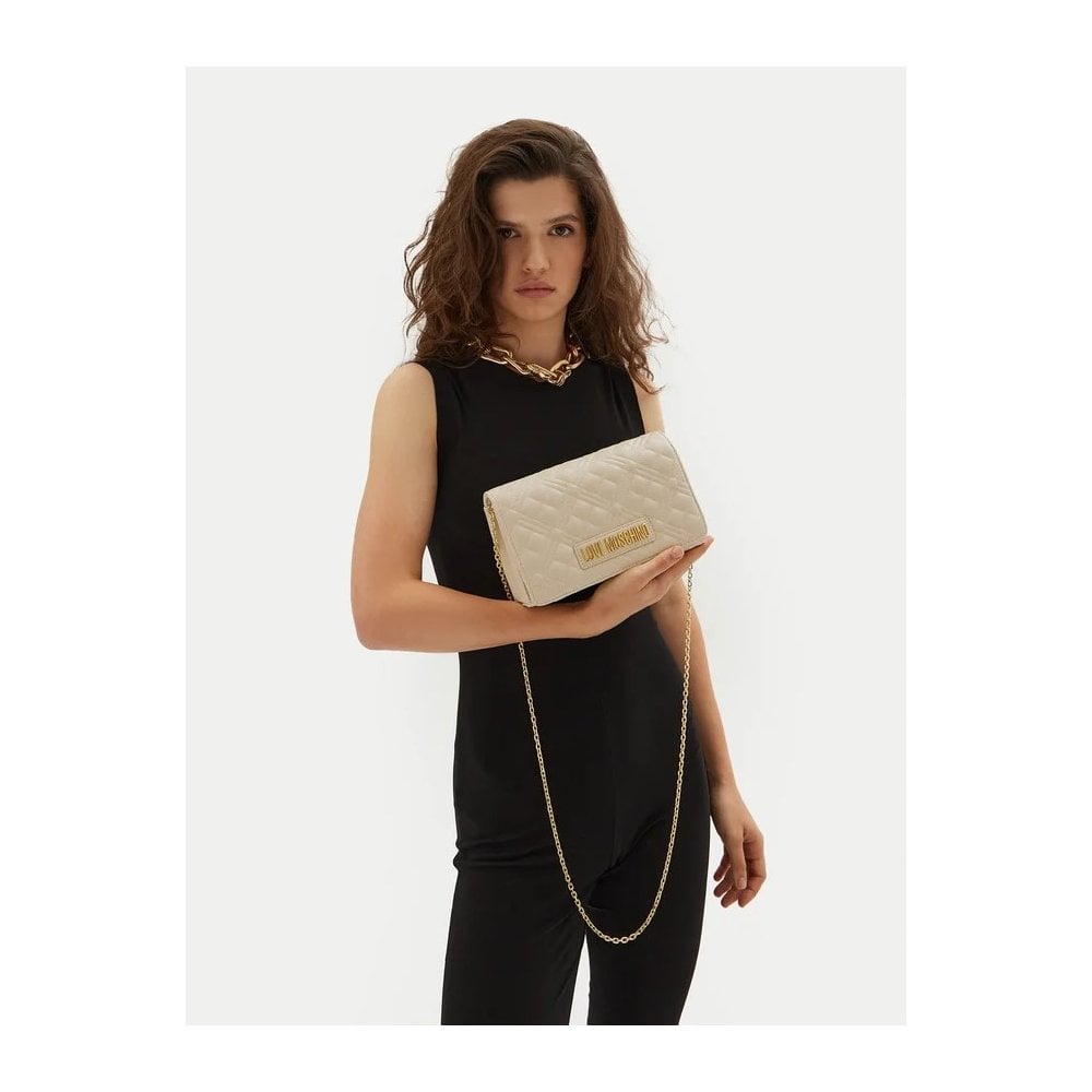 Quilted Shoulder Purse With Metal Chain