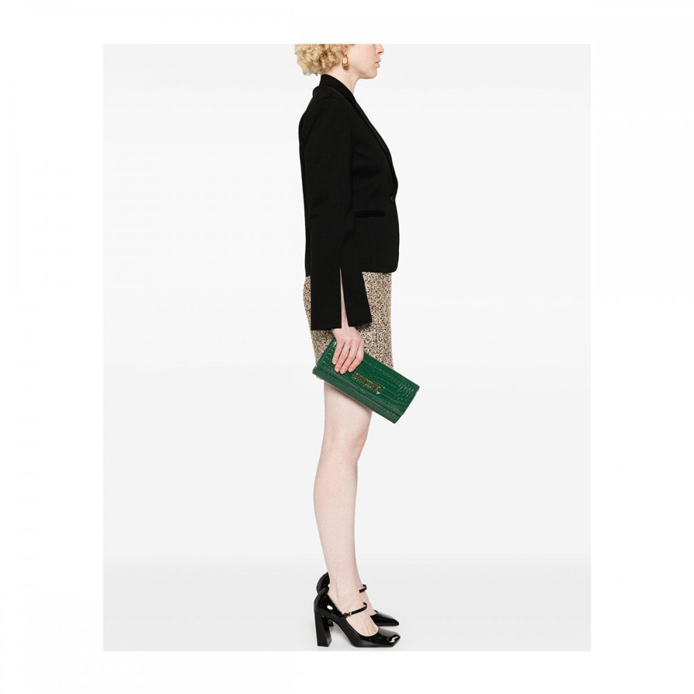 Embossed Crocodile Effect Clutch Bag