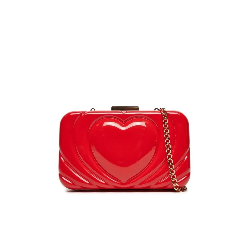 PVC Heart Clutch Purse With Chain
