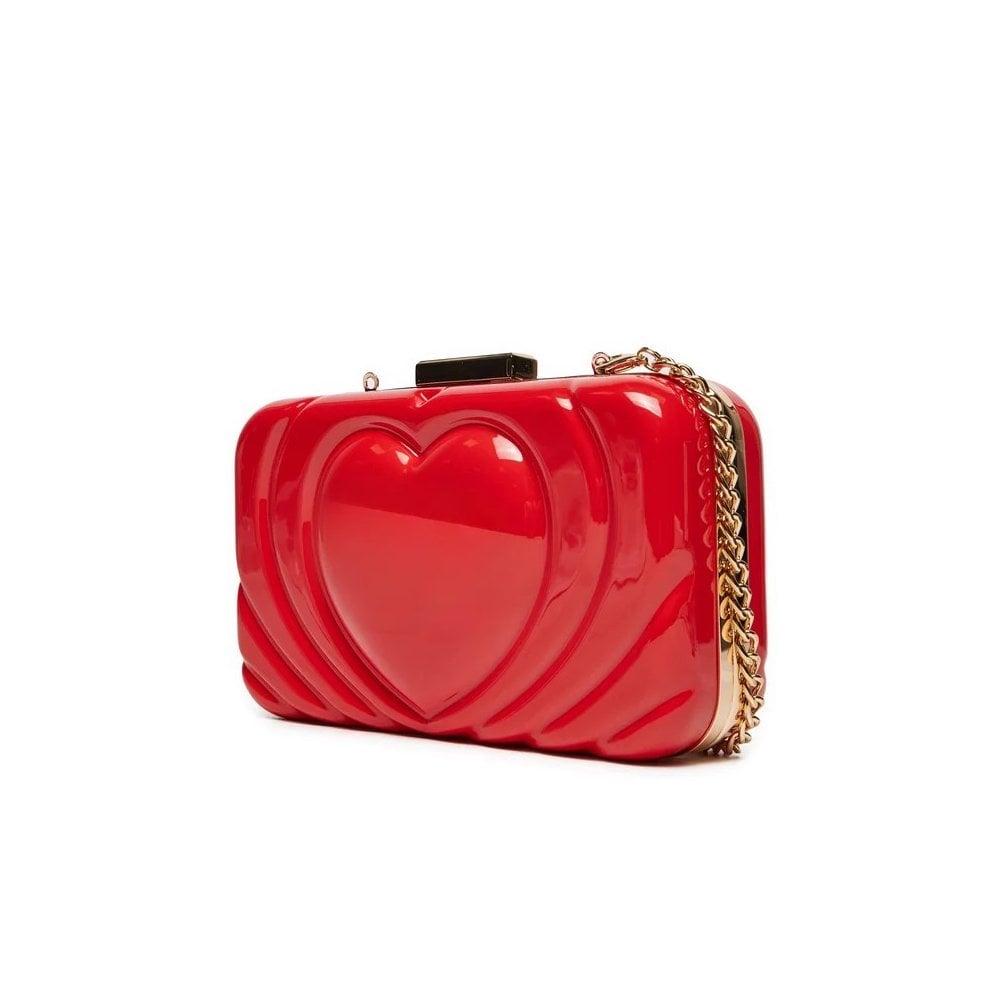 PVC Heart Clutch Purse With Chain