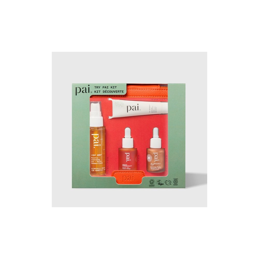 Try Pai Kit - Cleansing Oil 28ml, Moisturiser 10ml, Bronzing Drops 10ml, Face Oil 10ml with Travel Case