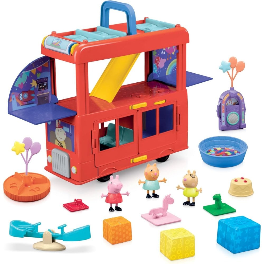 Peppa Pig Peppa’s 2-in-1 Party Bus Playset with Toy Figures