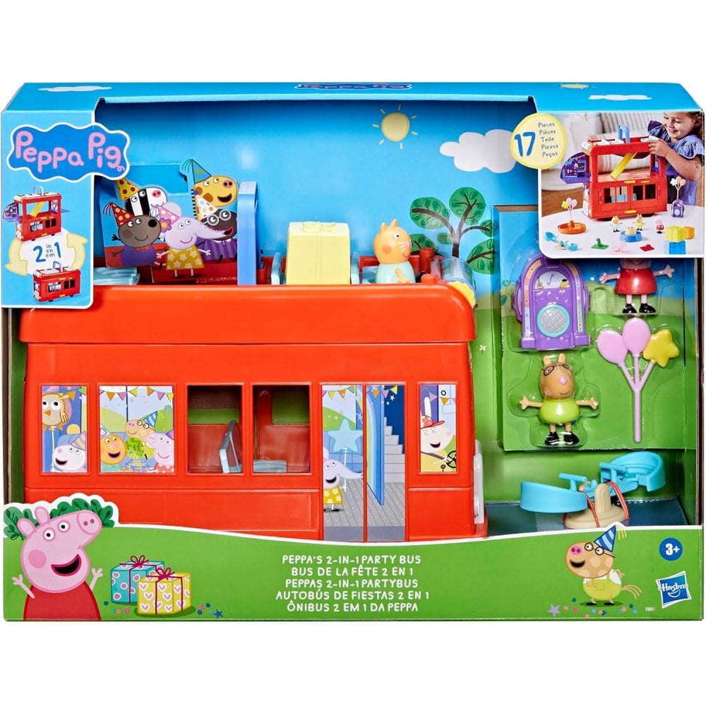 Peppa Pig Peppa’s 2-in-1 Party Bus Playset with Toy Figures