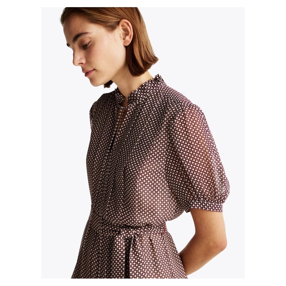 Print Pleated Fit And Flare Dress