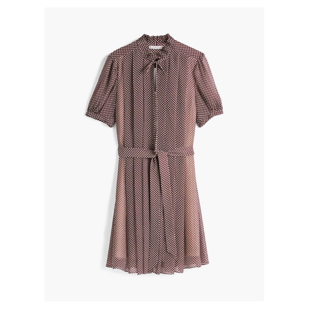Print Pleated Fit And Flare Dress