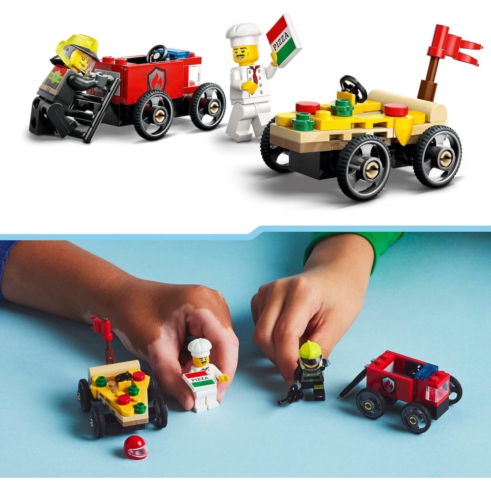 Pizza vs. Fire Truck Race Car Pack