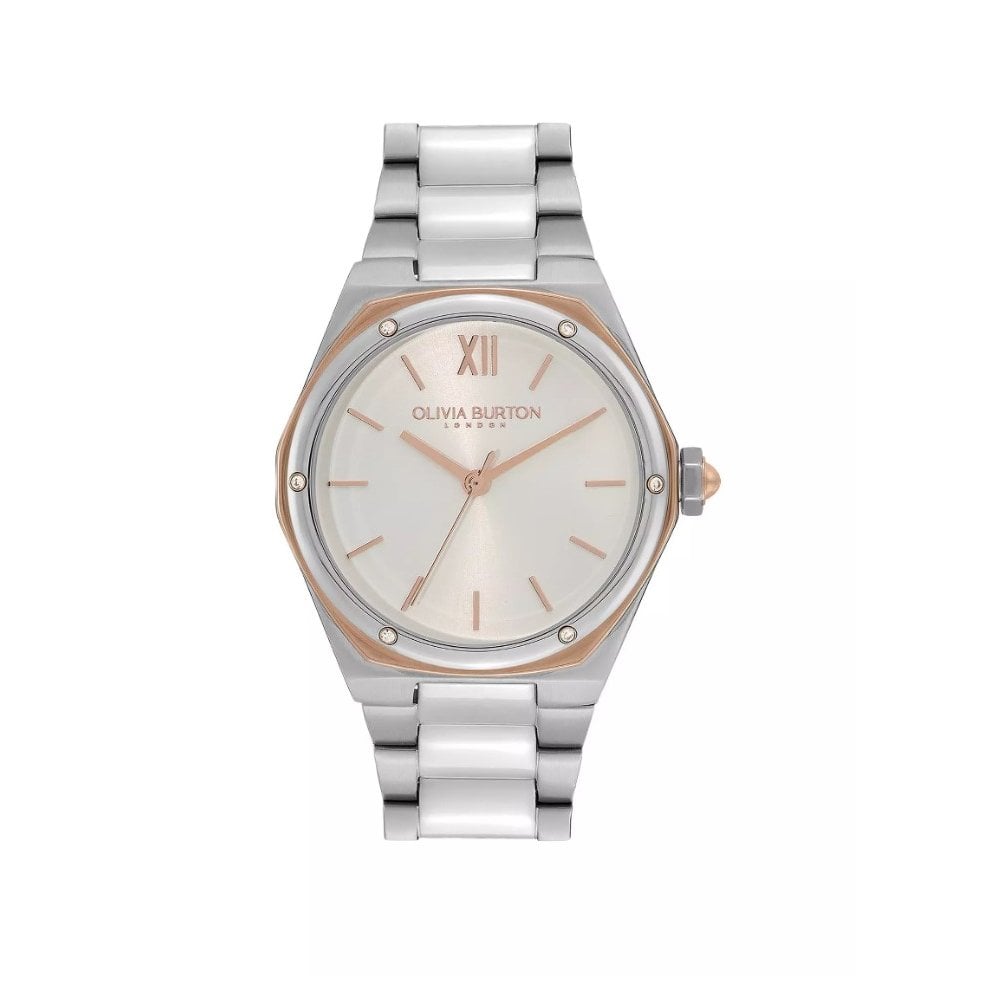 Sports Luxe - 33mm Hexa White, Carnation Gold & Silver Bracelet Watch