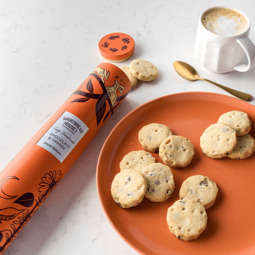 Eden Range Tin of Truly Handmade Shortbread Biscuits with Chocolate & Orange - 250g