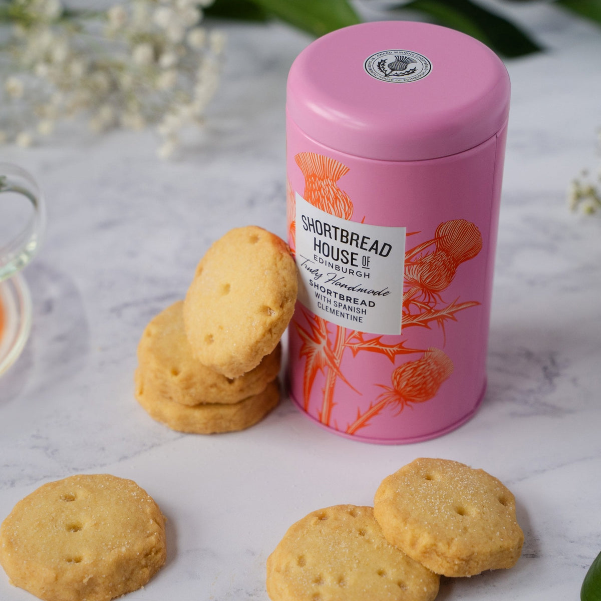 140g Tin of Truly Handmade Shortbread Biscuits with Spanish Clementine