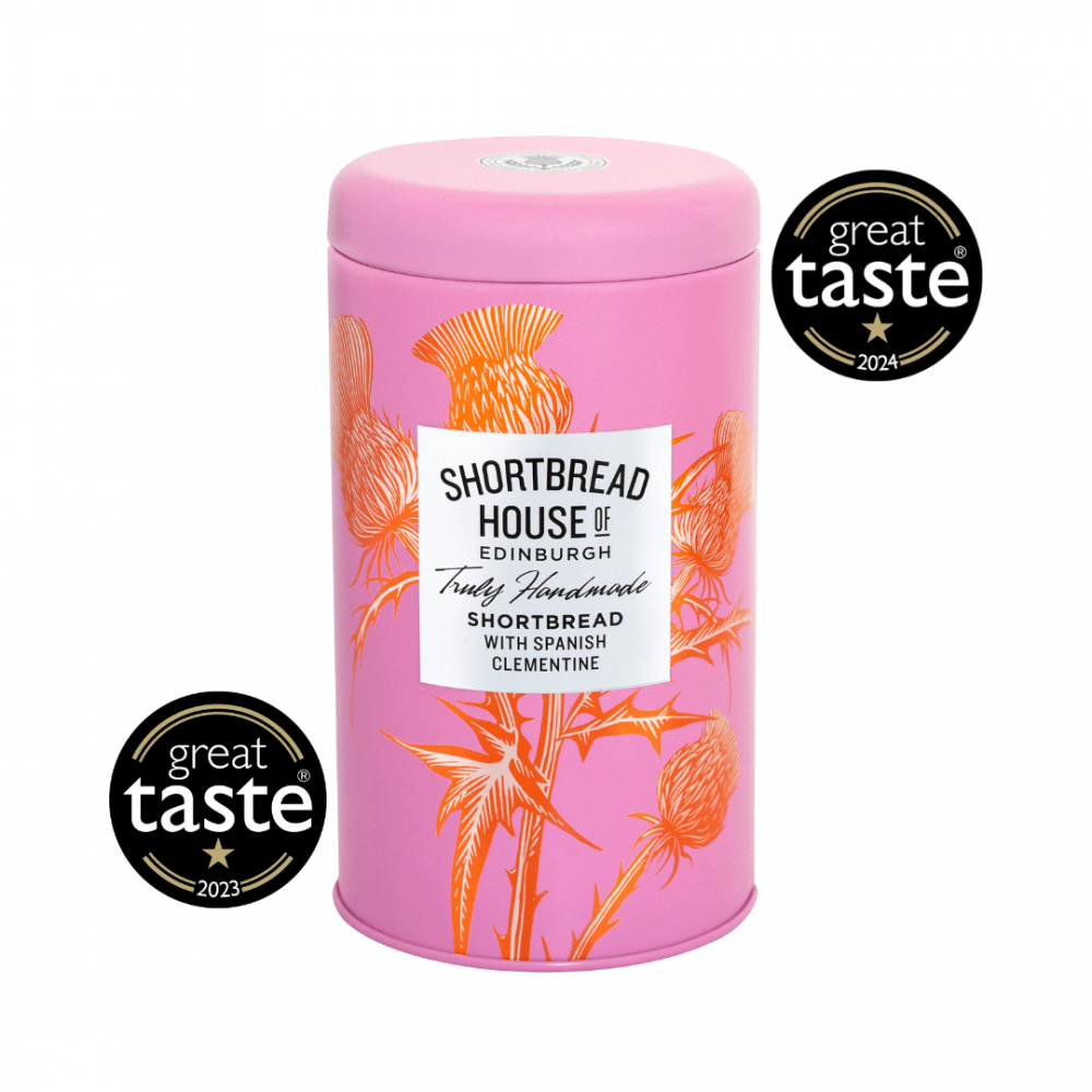 140g Tin of Truly Handmade Shortbread Biscuits with Spanish Clementine