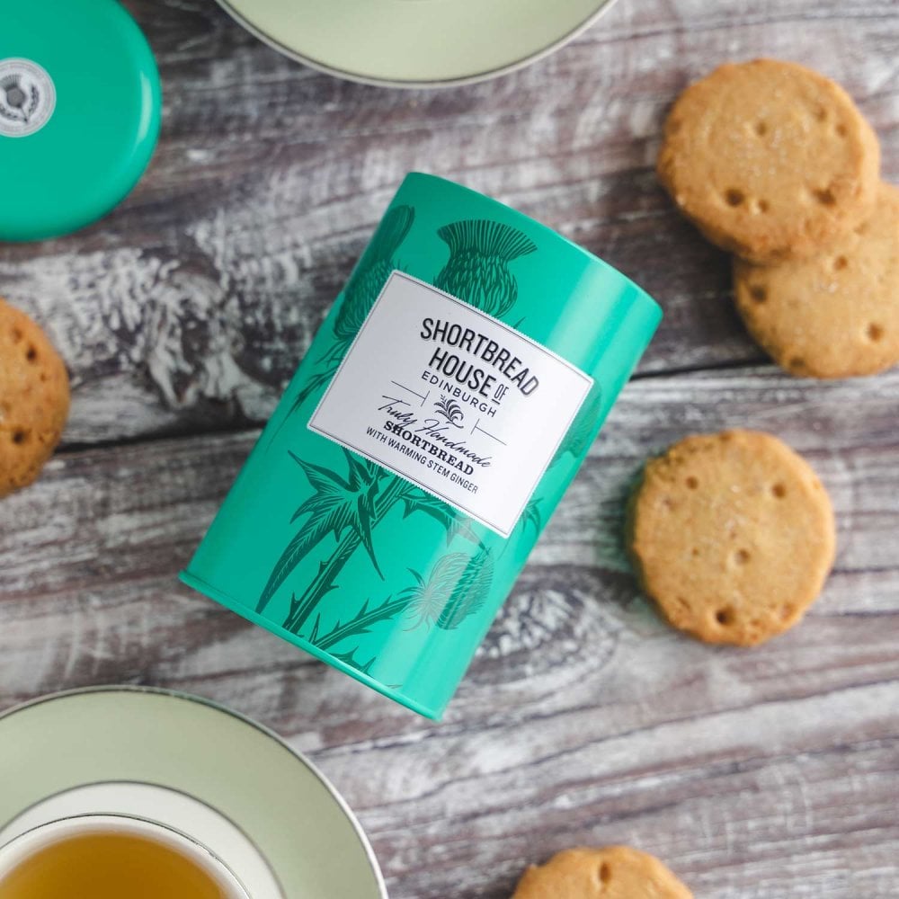 140g Tin of Truly Handmade Shortbread Biscuits with Warming Stem Ginger