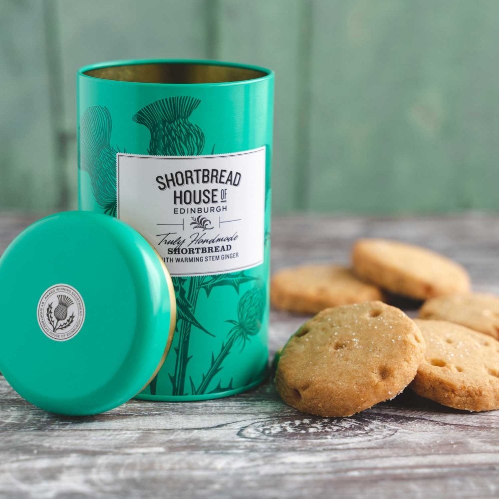 140g Tin of Truly Handmade Shortbread Biscuits with Warming Stem Ginger