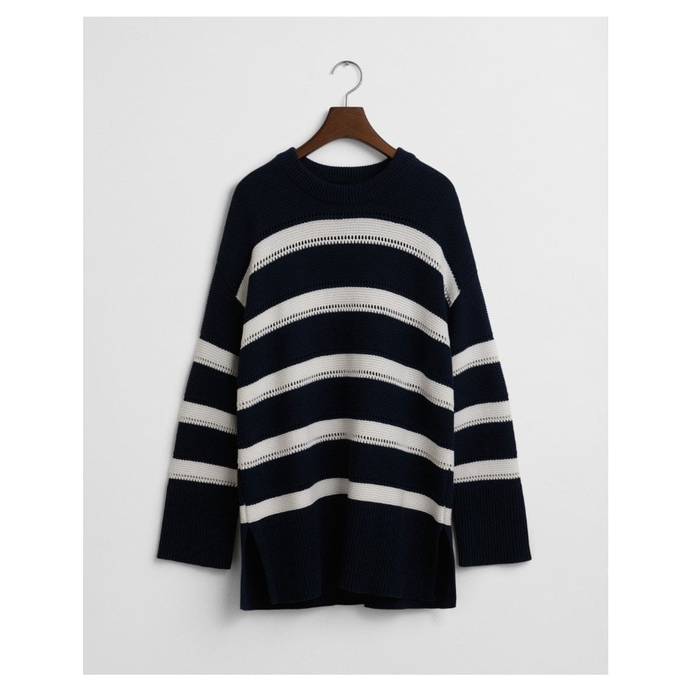 Striped Textured Crew Neck Sweater