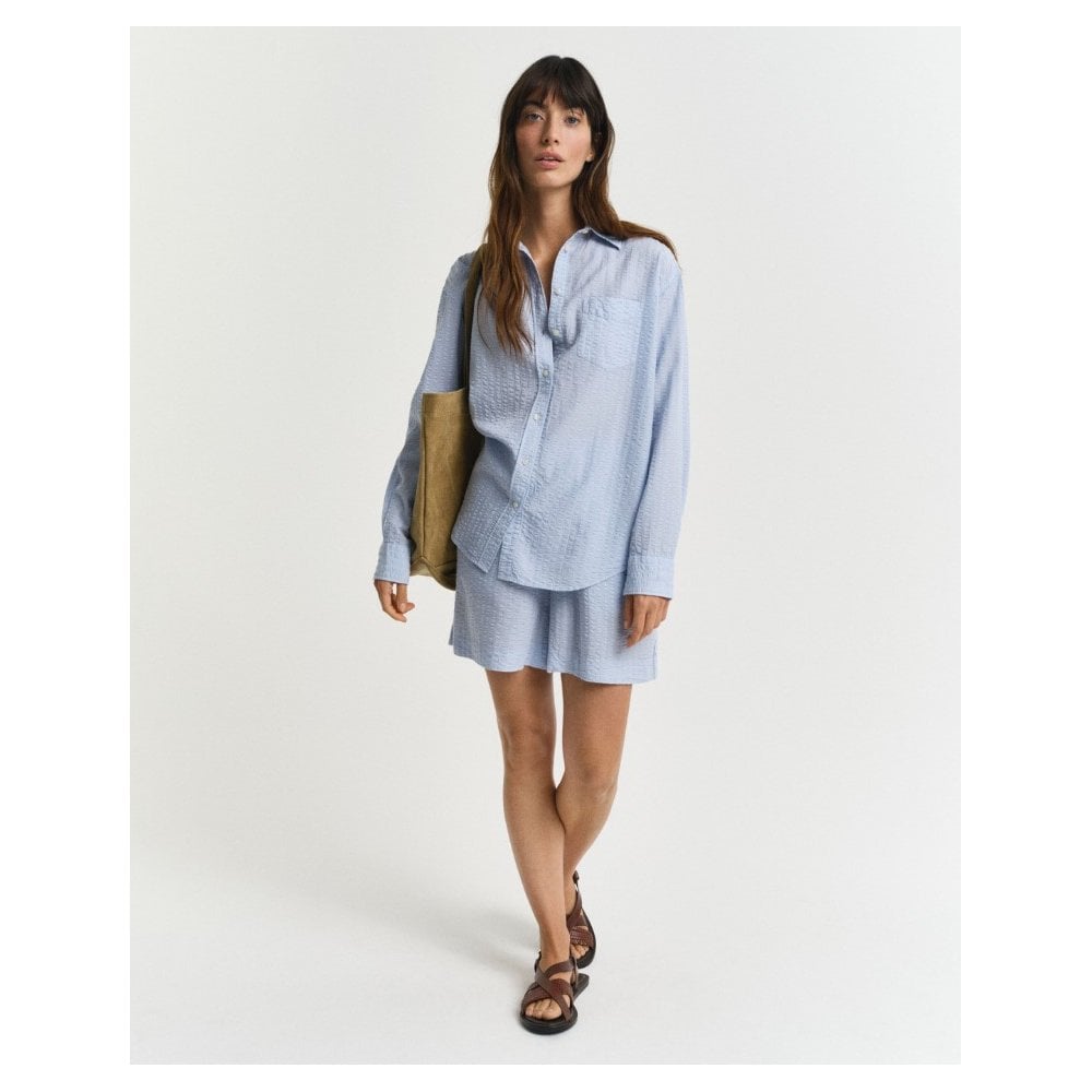 Relaxed Fit Tonal Striped Seersucker Shirt