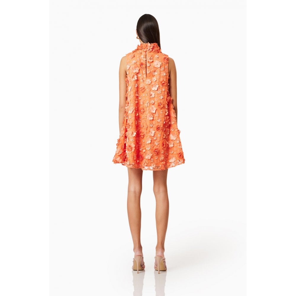 Bluebell High Neck Trapeze Dress in Orange