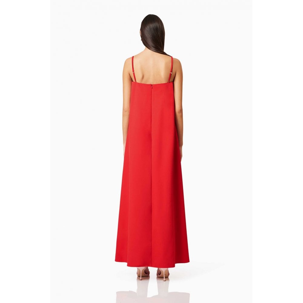 Buttercup Embroidered Maxi Dress In Red