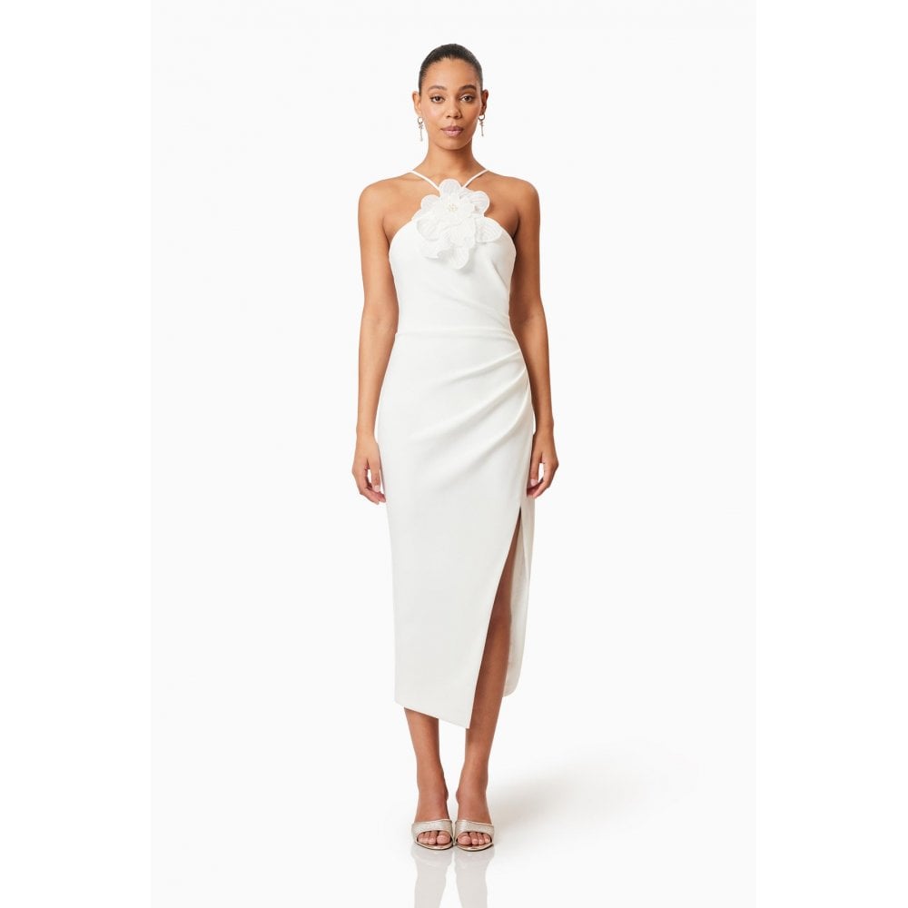 Janelle 3D Midi Dress In White