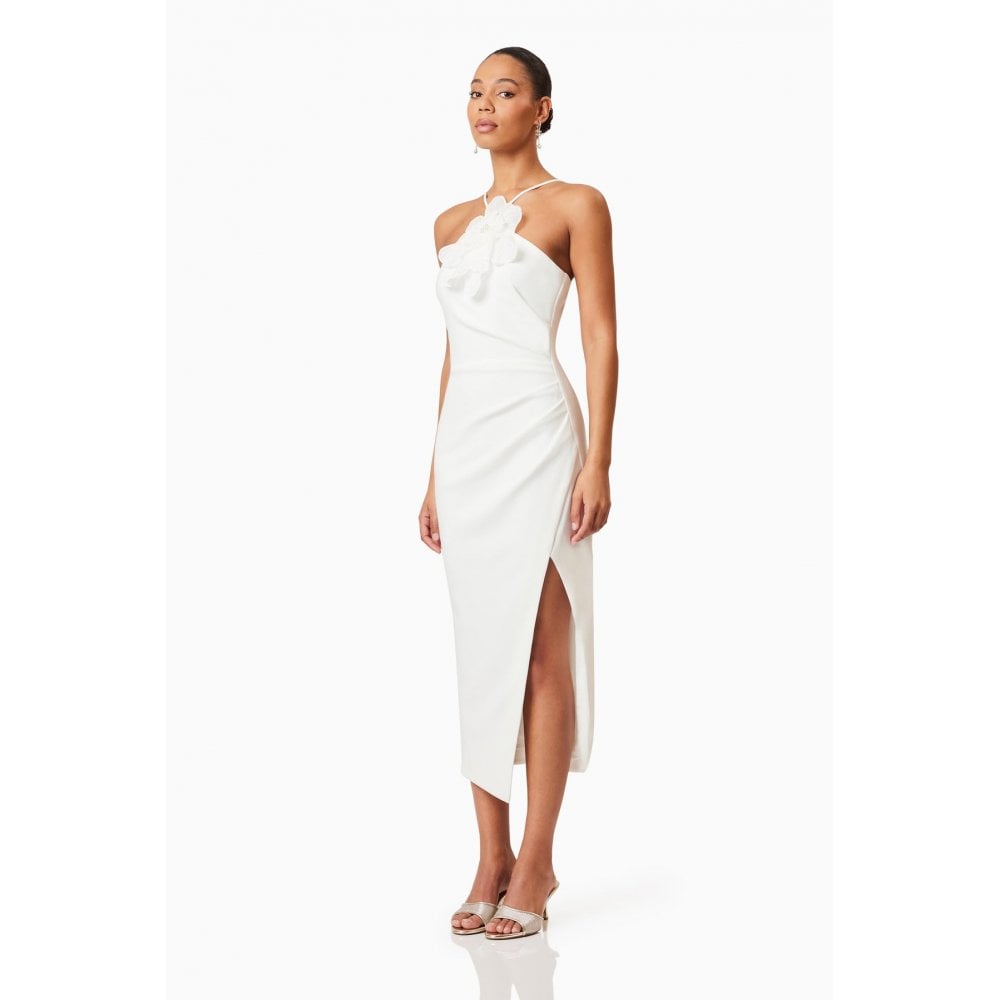 Janelle 3D Midi Dress In White