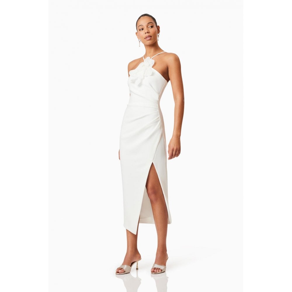 Janelle 3D Midi Dress In White