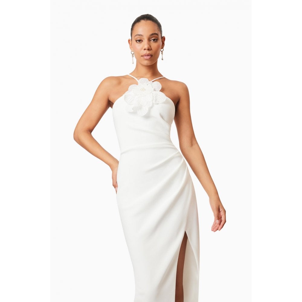 Janelle 3D Midi Dress In White
