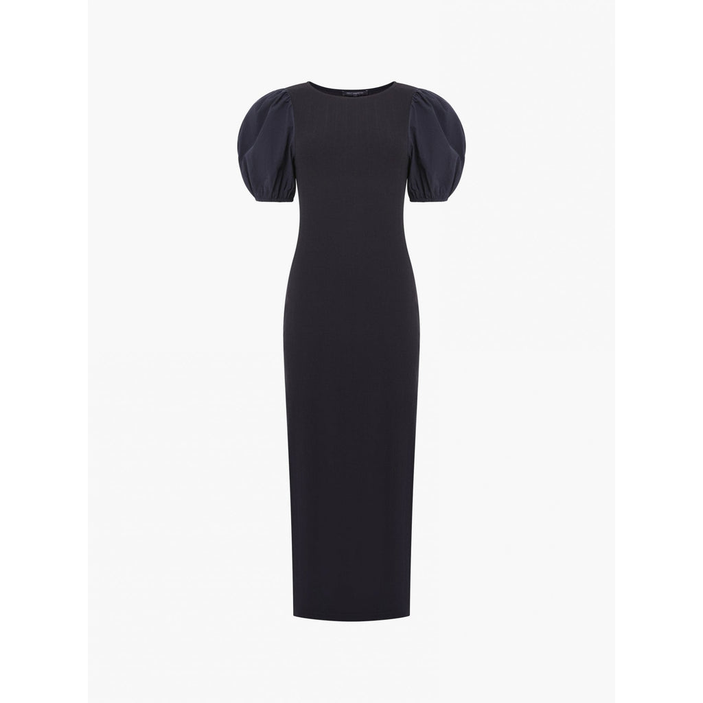 Sasia Ribbed Puff Sleeve Midi Dress