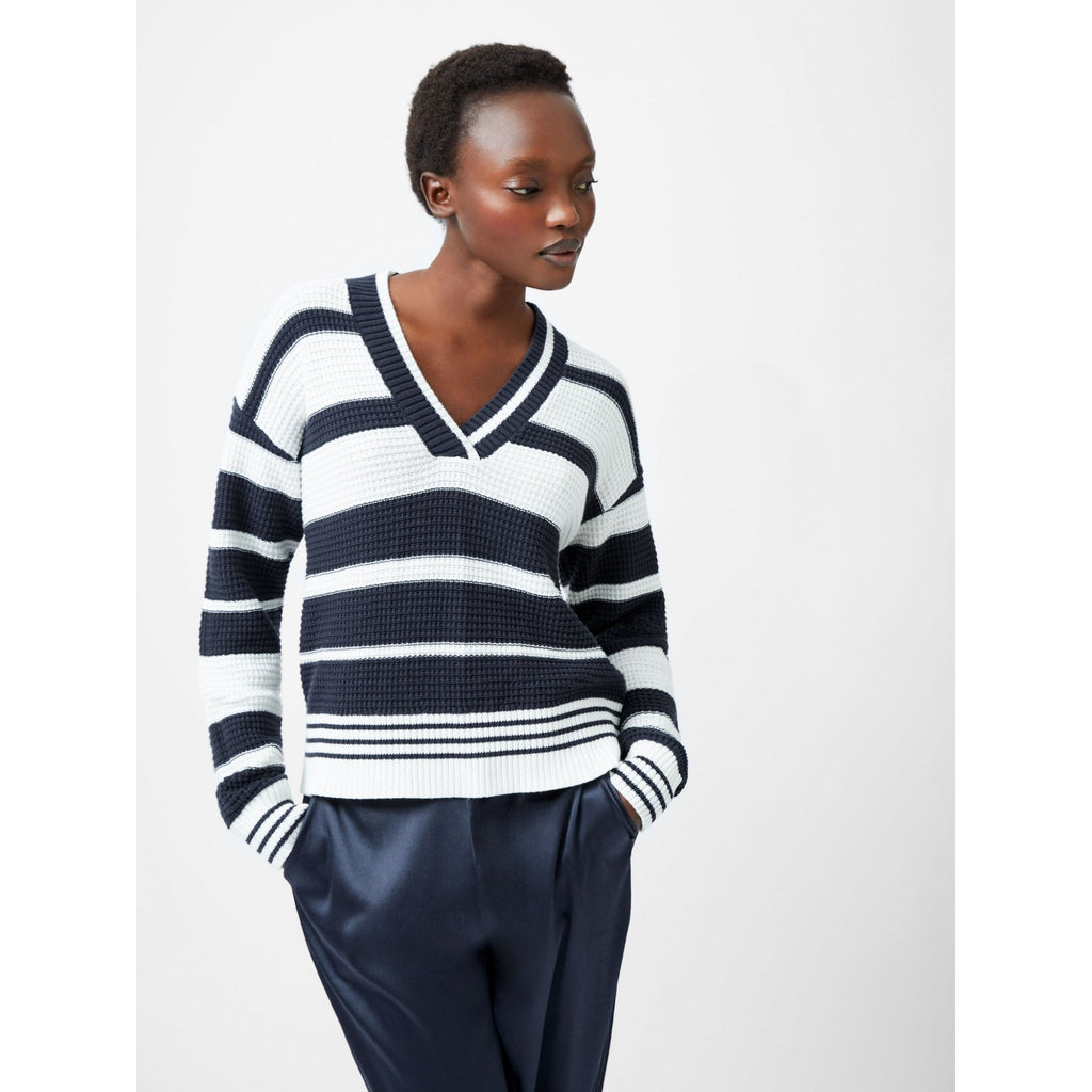 Lily Mozart Striped Varsity V-Neck Jumper