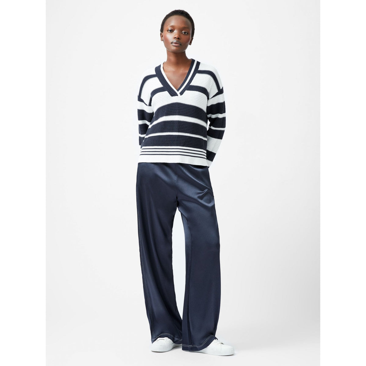 Lily Mozart Striped Varsity V-Neck Jumper