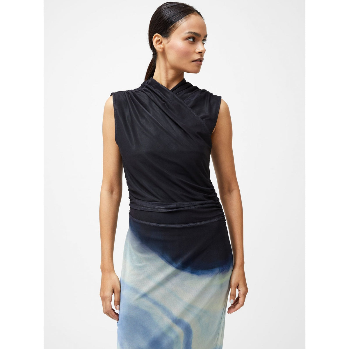 Toni Wrap Neck Printed Midi Dress