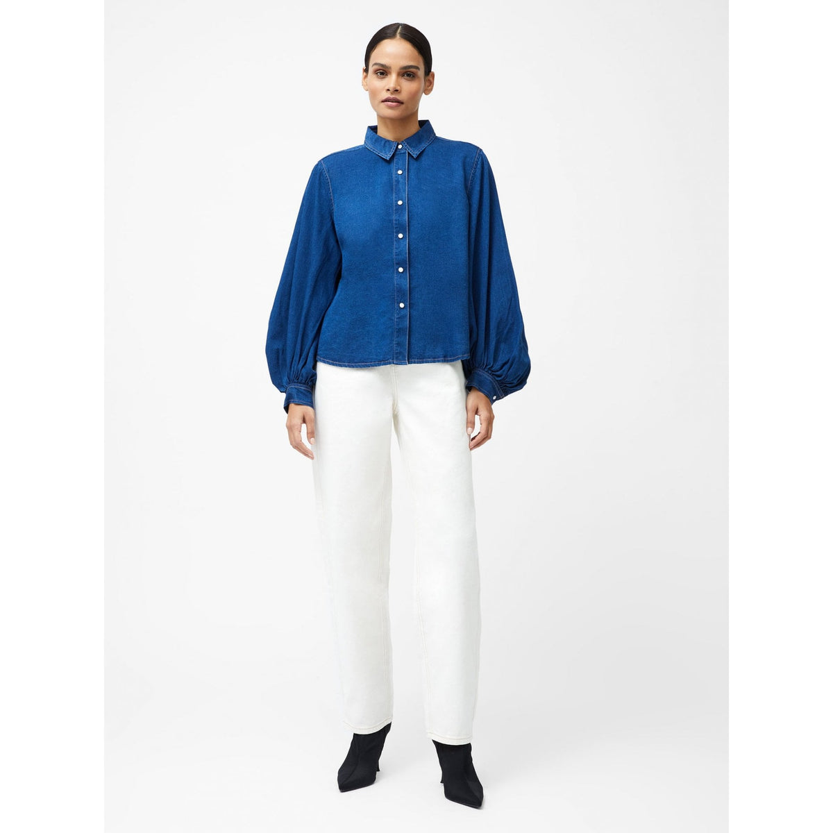 Zaves Chambray Balloon Sleeve Shirt