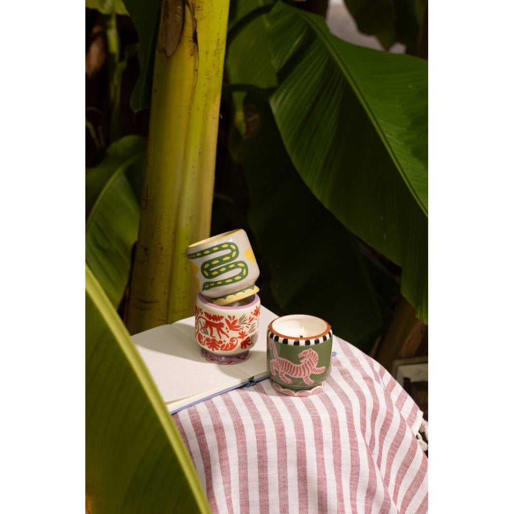 A Dopo 8 oz Handpainted "Snake" Ceramic - Wild Lemongrass