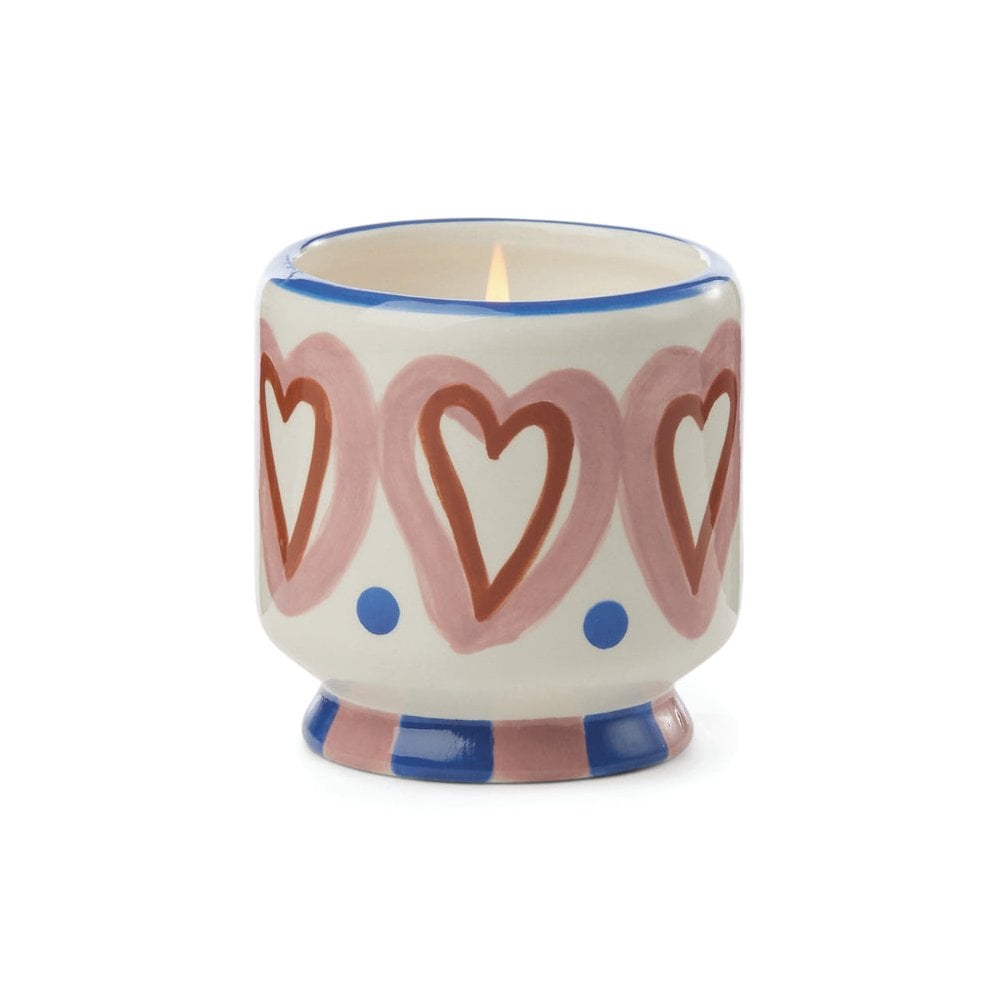 A Dopo 8 oz Handpainted "Hearts" Ceramic - Rosewood Vanilla