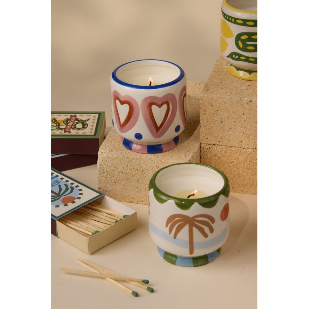 A Dopo 8 oz Handpainted "Hearts" Ceramic - Rosewood Vanilla