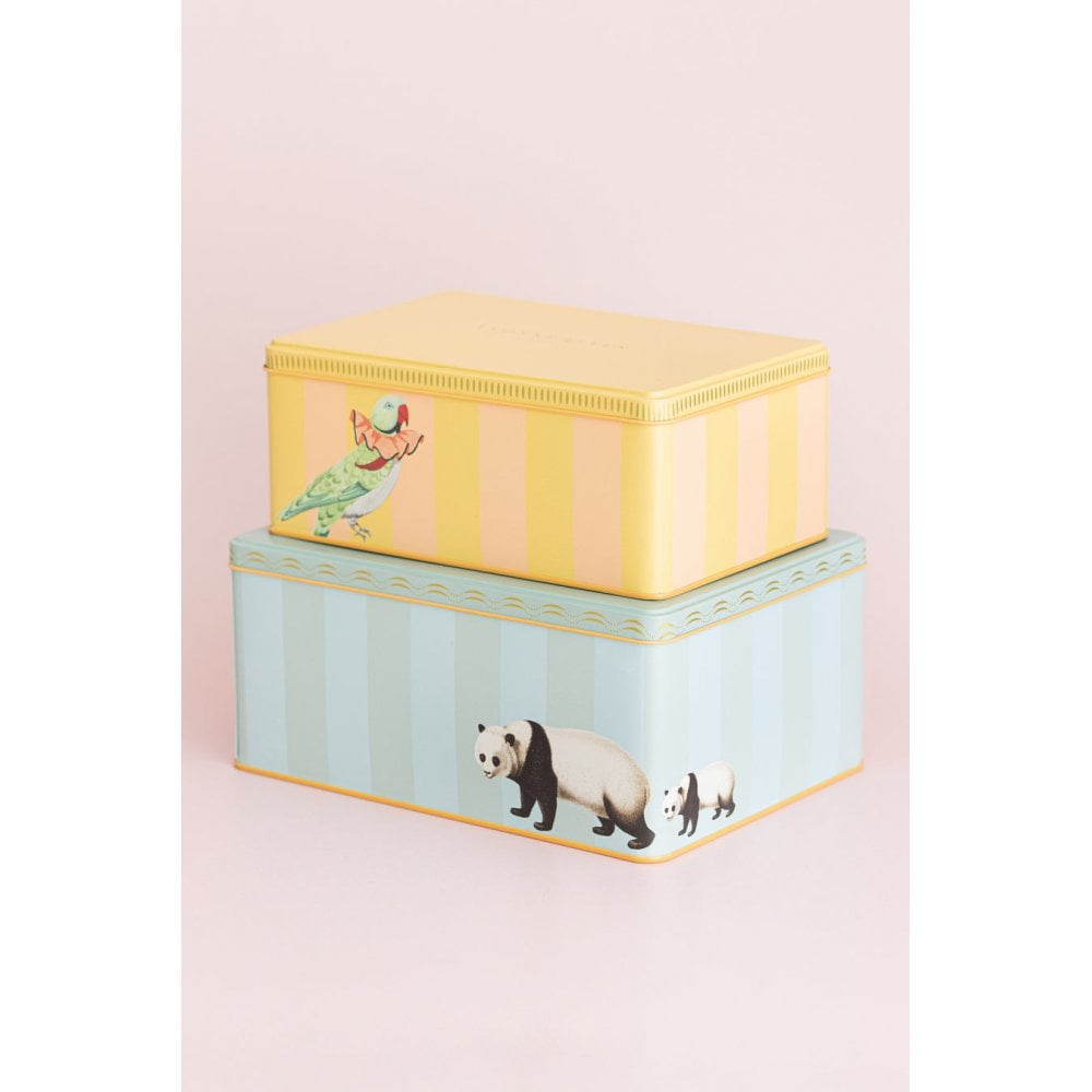 Panda/Parakeet Rectangular Tins (Set of 2)