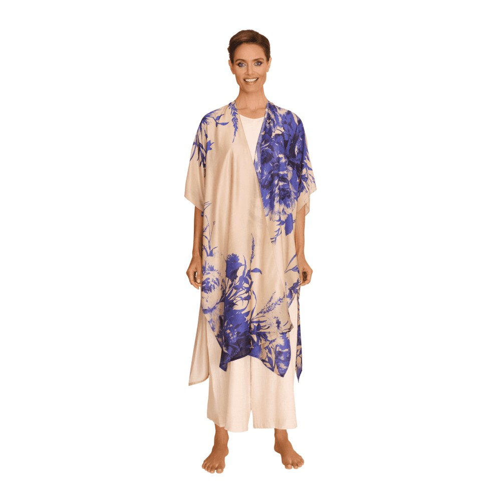 China Blue Blooms Beach Wrap Around