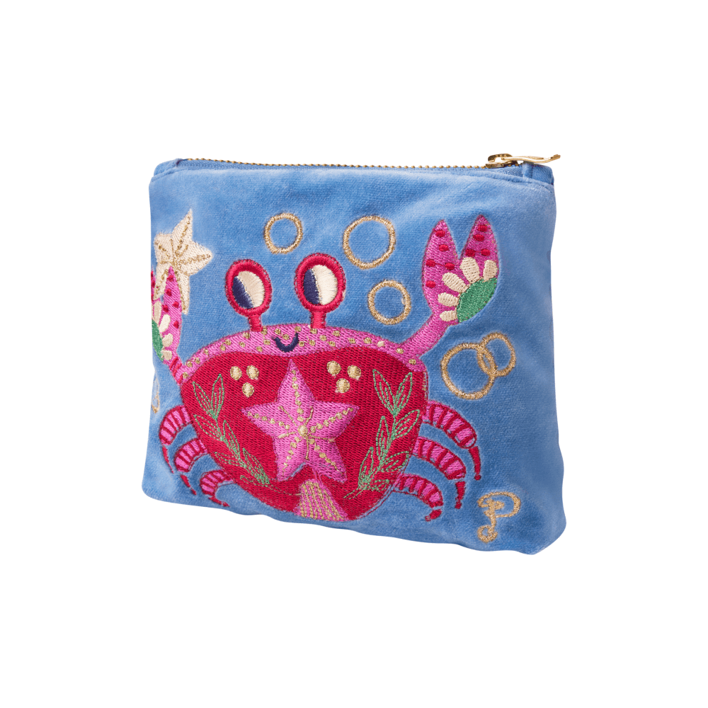 Seafaring Crab Velvet Mini Pouch