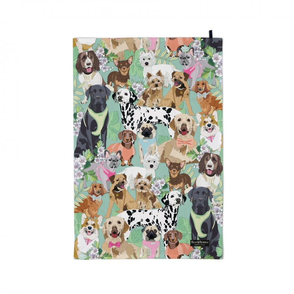 Tea Towel Cotton Walkies Dogs