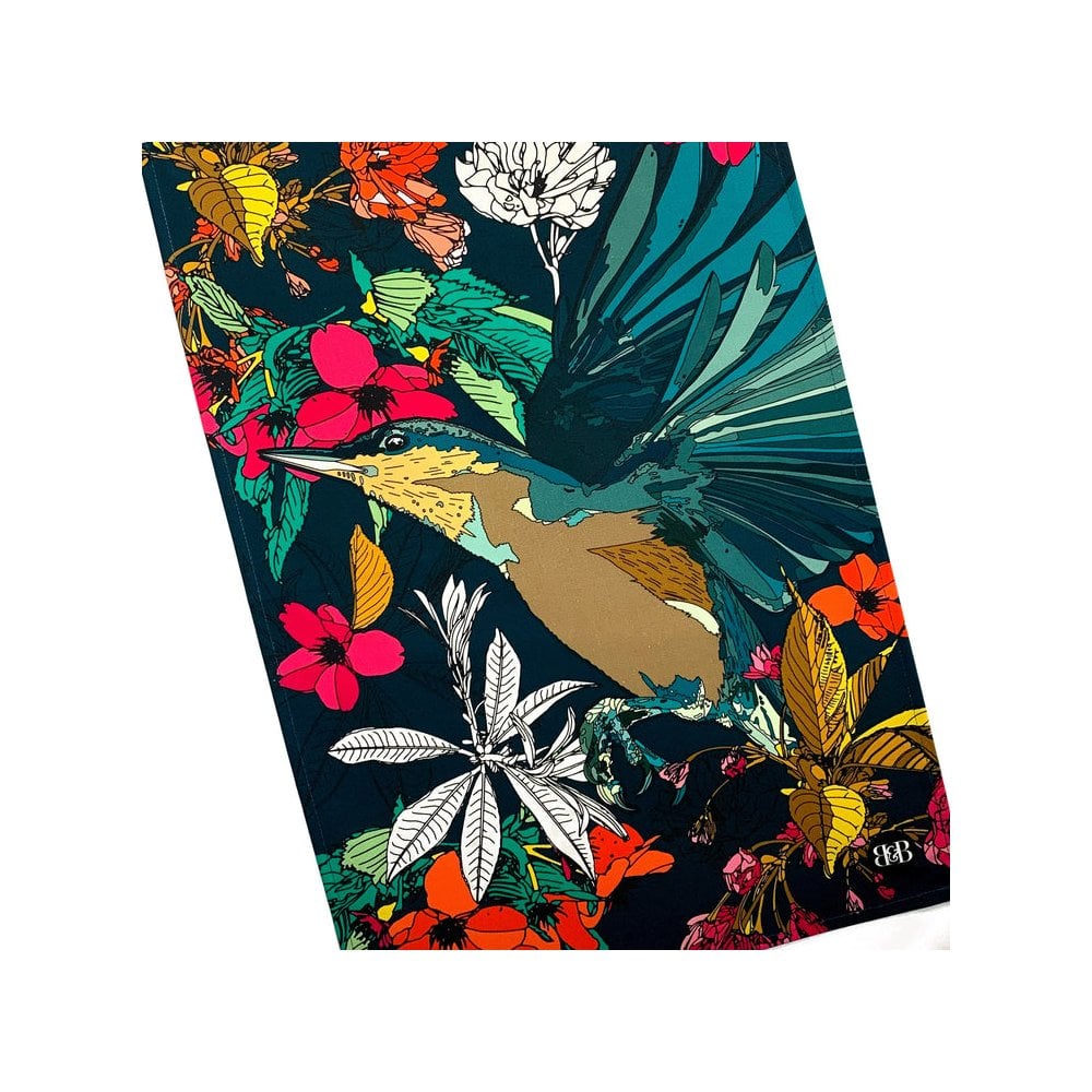 Tea Towel Organic Cotton Cherry Blossom Nuthatch