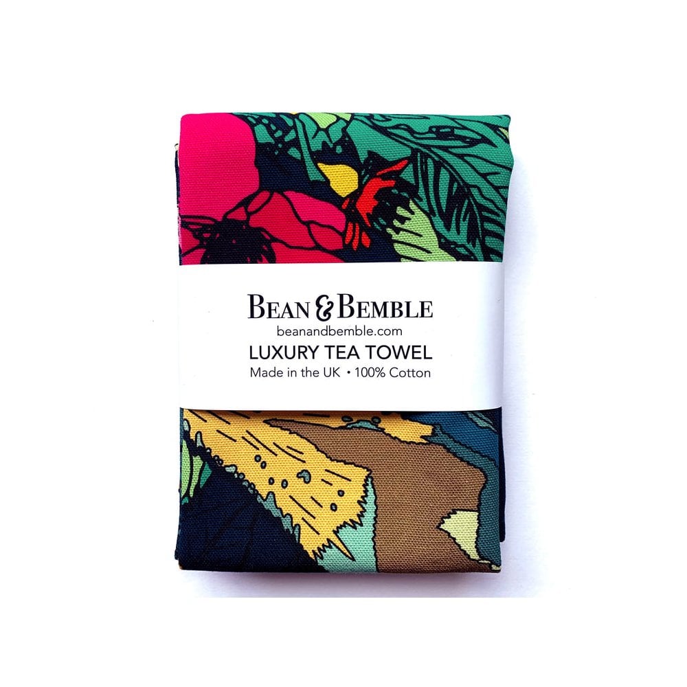 Tea Towel Organic Cotton Cherry Blossom Nuthatch