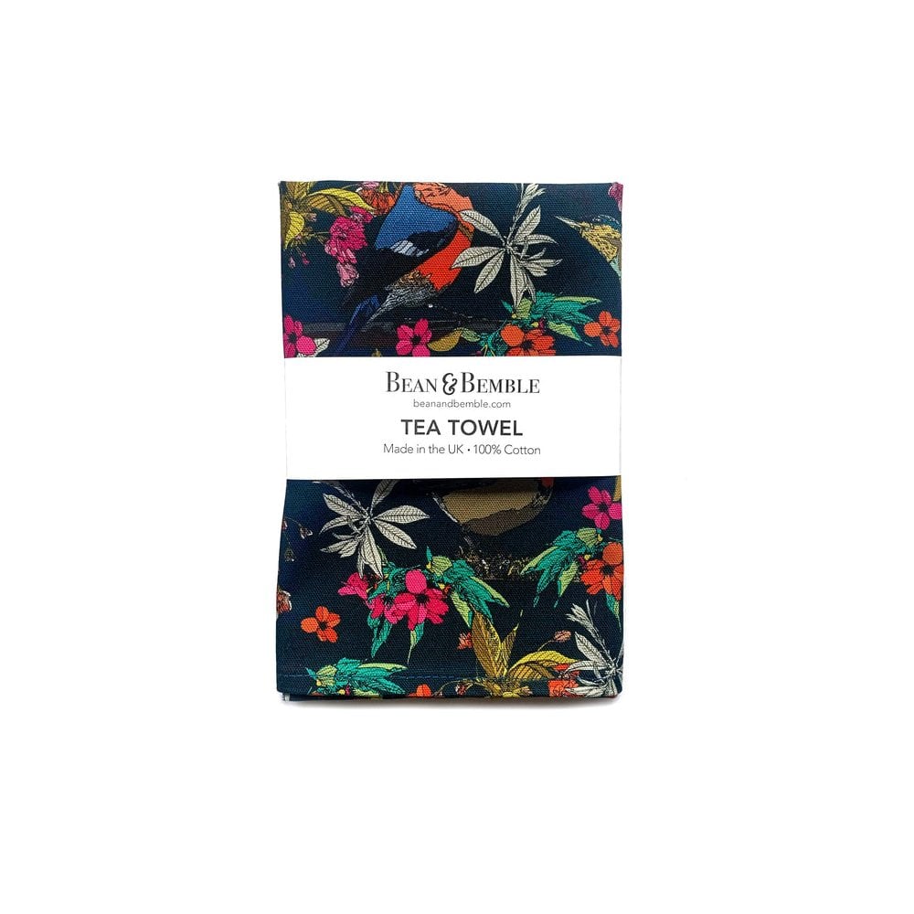 Tea Towel Organic Cotton Cherry Blossom Birds
