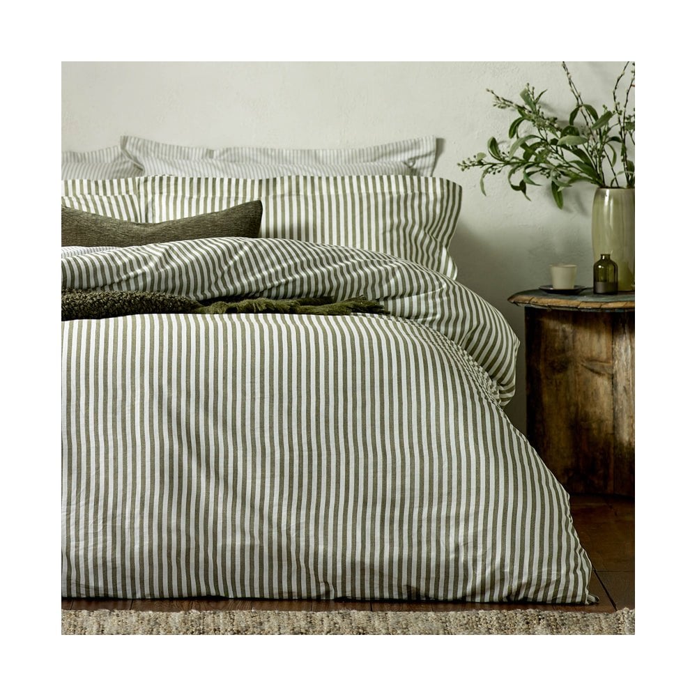 Hebden Mélange Stripe Cotton Duvet Cover Set