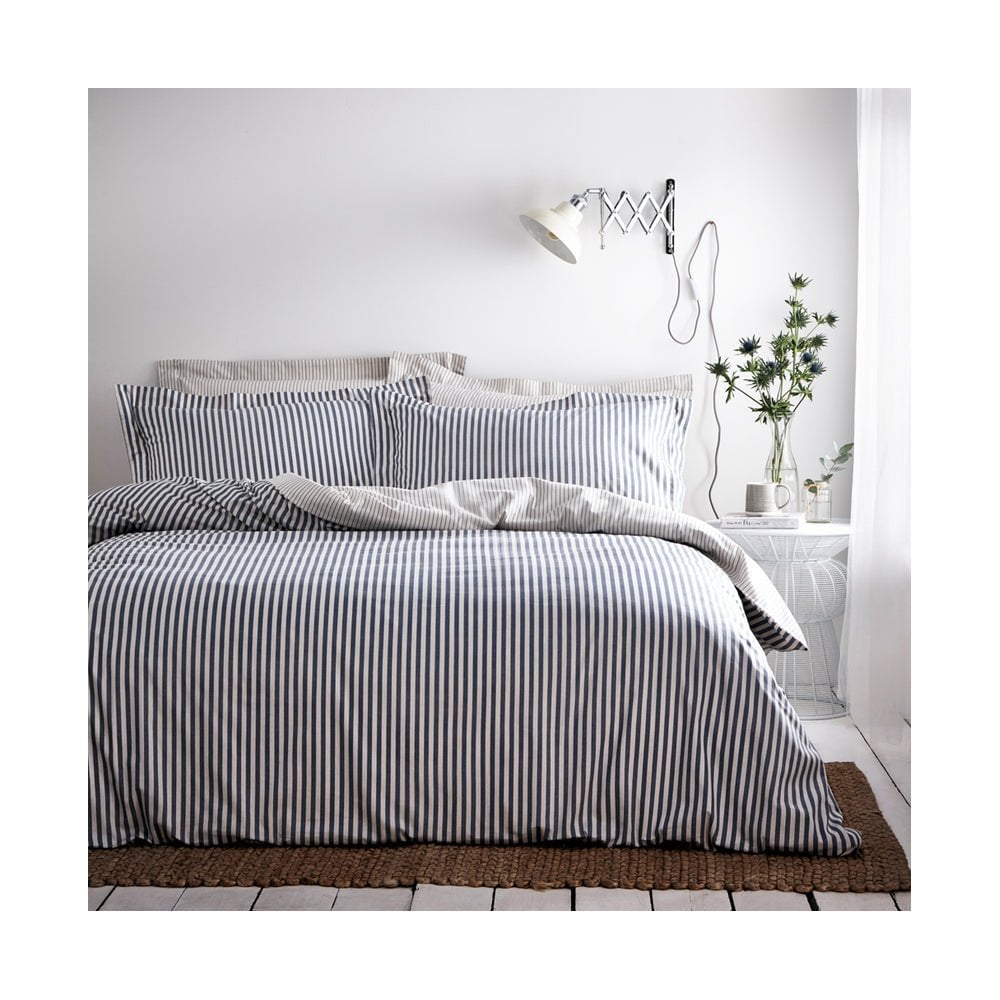Hebden Mélange Stripe Cotton Duvet Cover Set