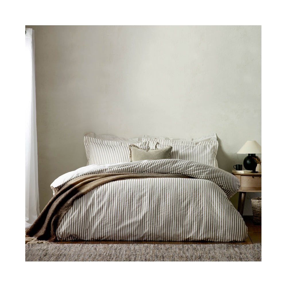 Hebden Mélange Stripe Cotton Duvet Cover Set