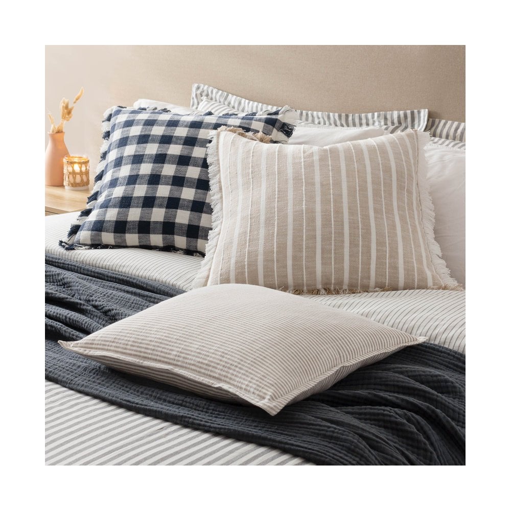 Barton Check Fringed Cushion