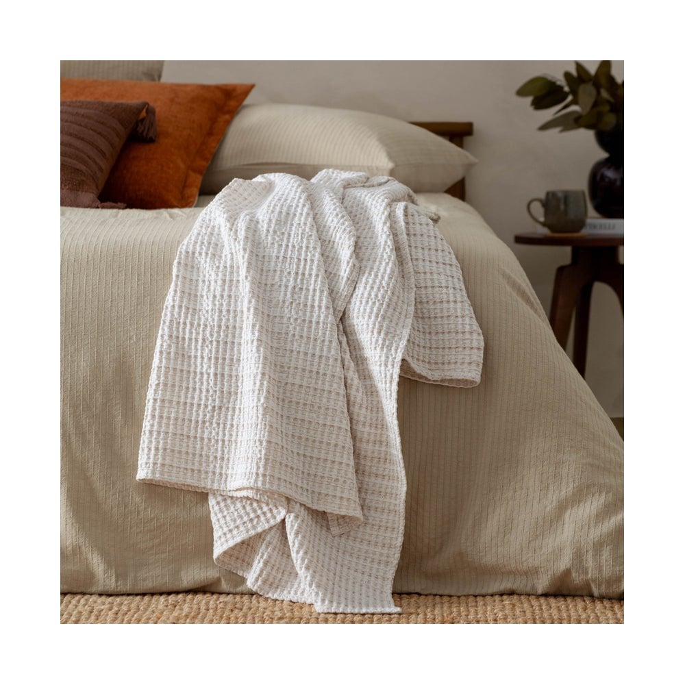 Waffle Textured 100% Cotton Bedspread